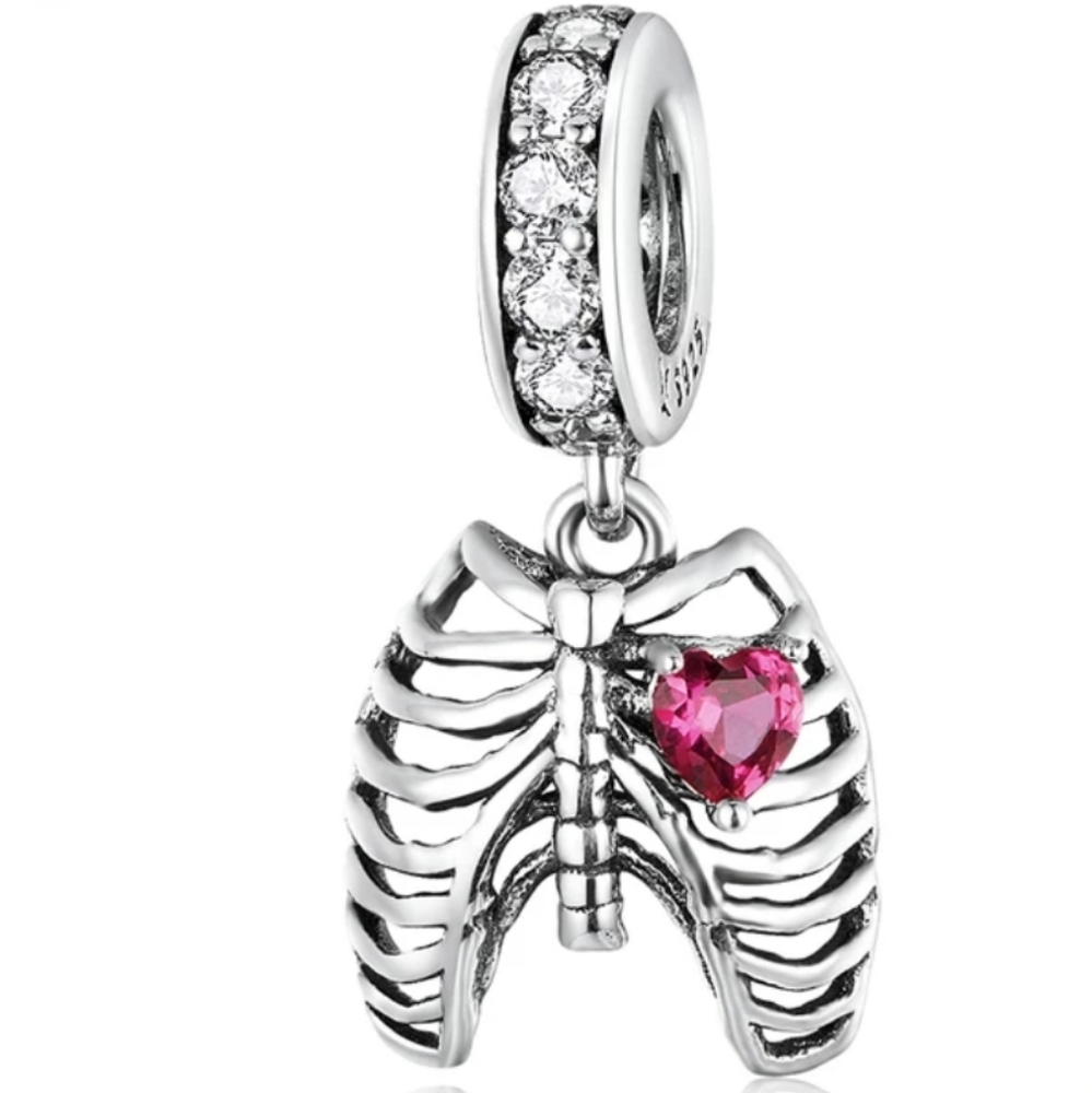 925 Sterling Silver Beating Heart Chest Skelton - Picture 3 of 10